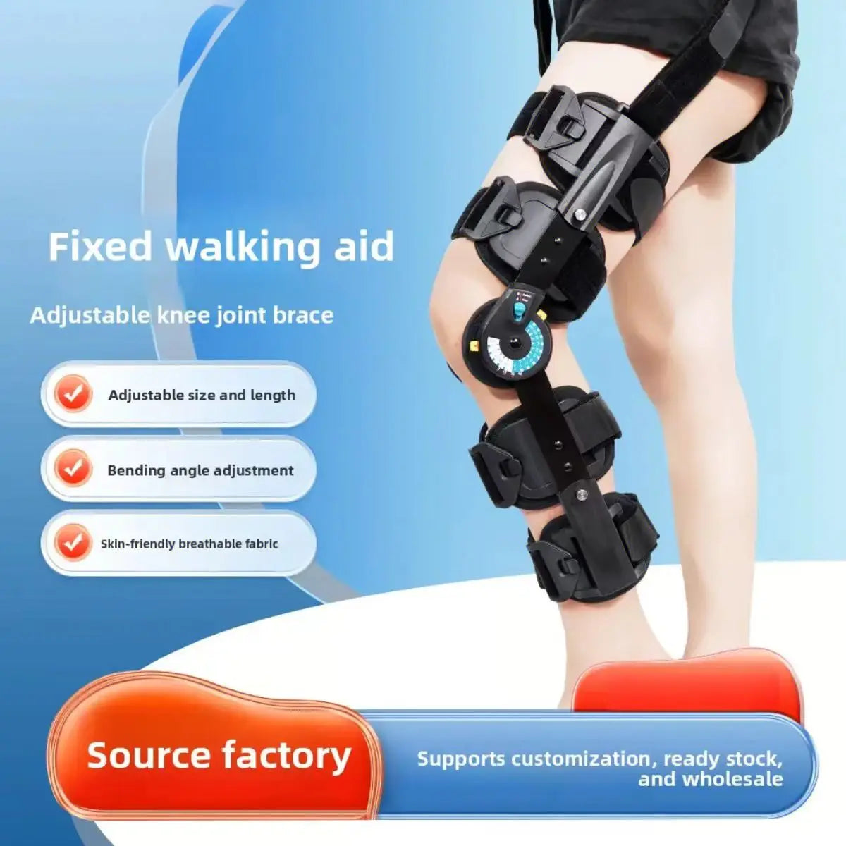Lightweight Hinged Knee Brace for Men Women Flexible Adjustable for Simple Setting Hinges Rehabilitation