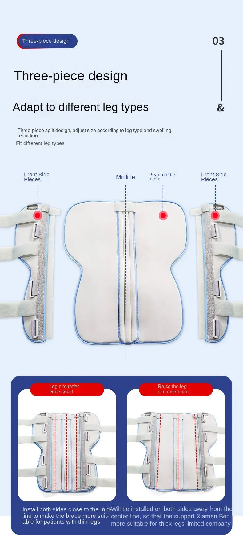 Adults Kids Three-Panel Knee Immobilizer Fracture Fixation Ligament Strain Support Stabilizer for Joint Injury Surgery Brace