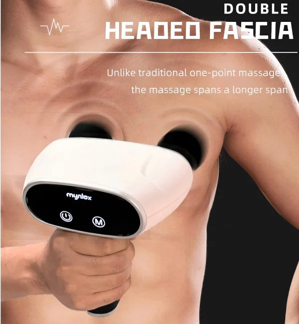 Dual-Head Deep Tissue Percussion Massage Gun Multi-Functional Fascial Therapy Portable Full Body Use 2000mAh Battery