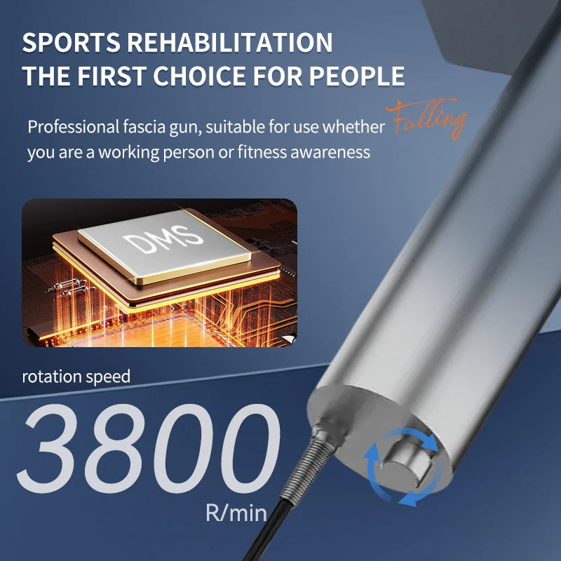 DMS Deep Muscle Stimulator Electric Deep Tissue Massage Gun High-Frequency Fascia Release Brushless Motor 6 Massage Heads
