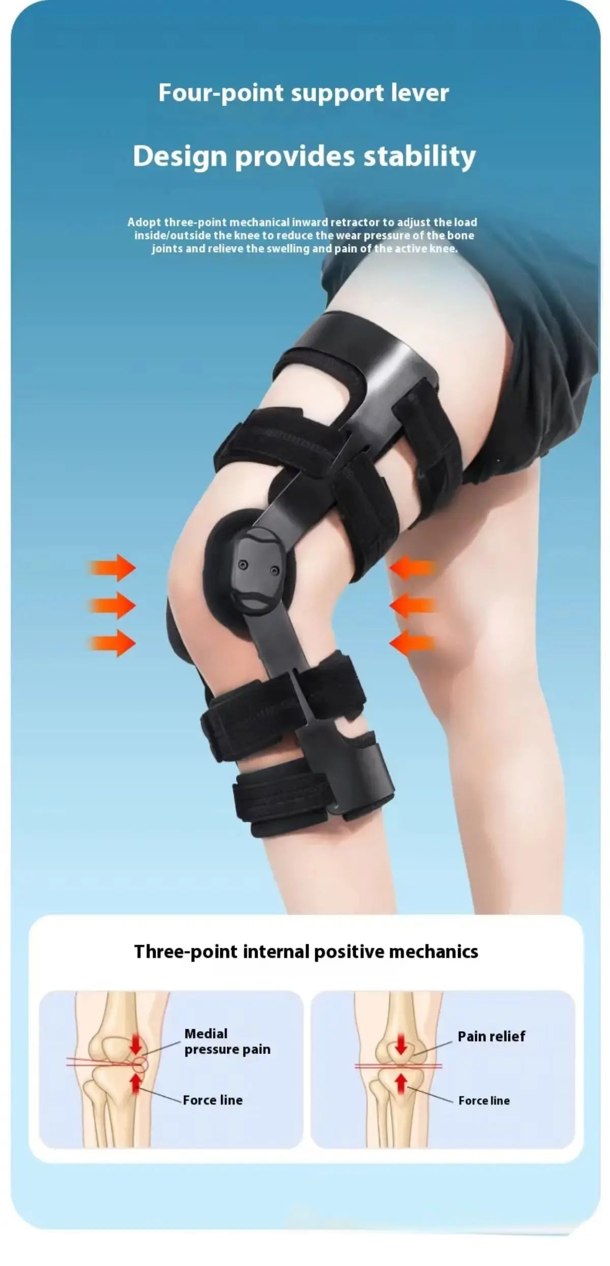 Dual Upright Unloader Knee Brace for Osteoarthritis OA Medial Lateral Pain Relief Protective Joints Fixation Brace for Knee