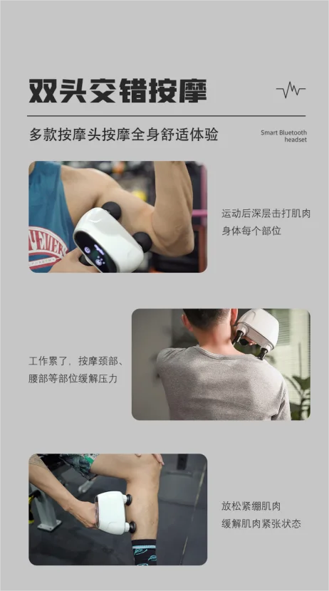 Dual-Head Deep Tissue Massage Gun with Multi-Functional Fascial Therapy Full Body Use 2000mAh Battery