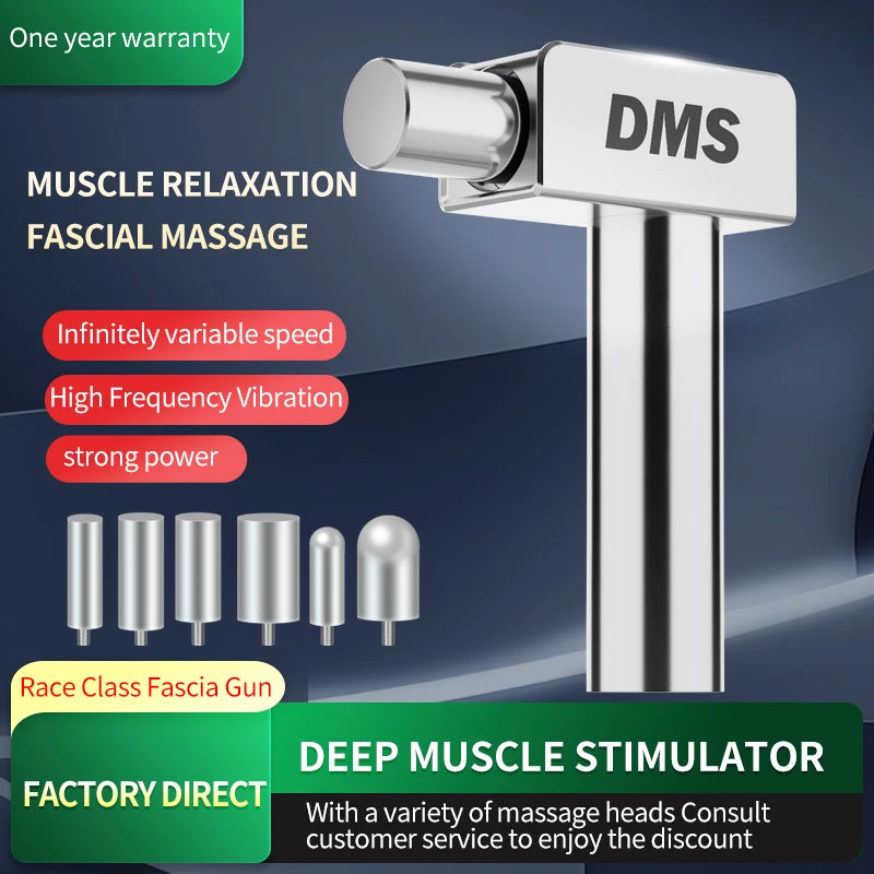 DMS Deep Muscle Stimulator Electric Deep Tissue Massage Gun High-Frequency Fascia Release Brushless Motor 6 Massage Heads