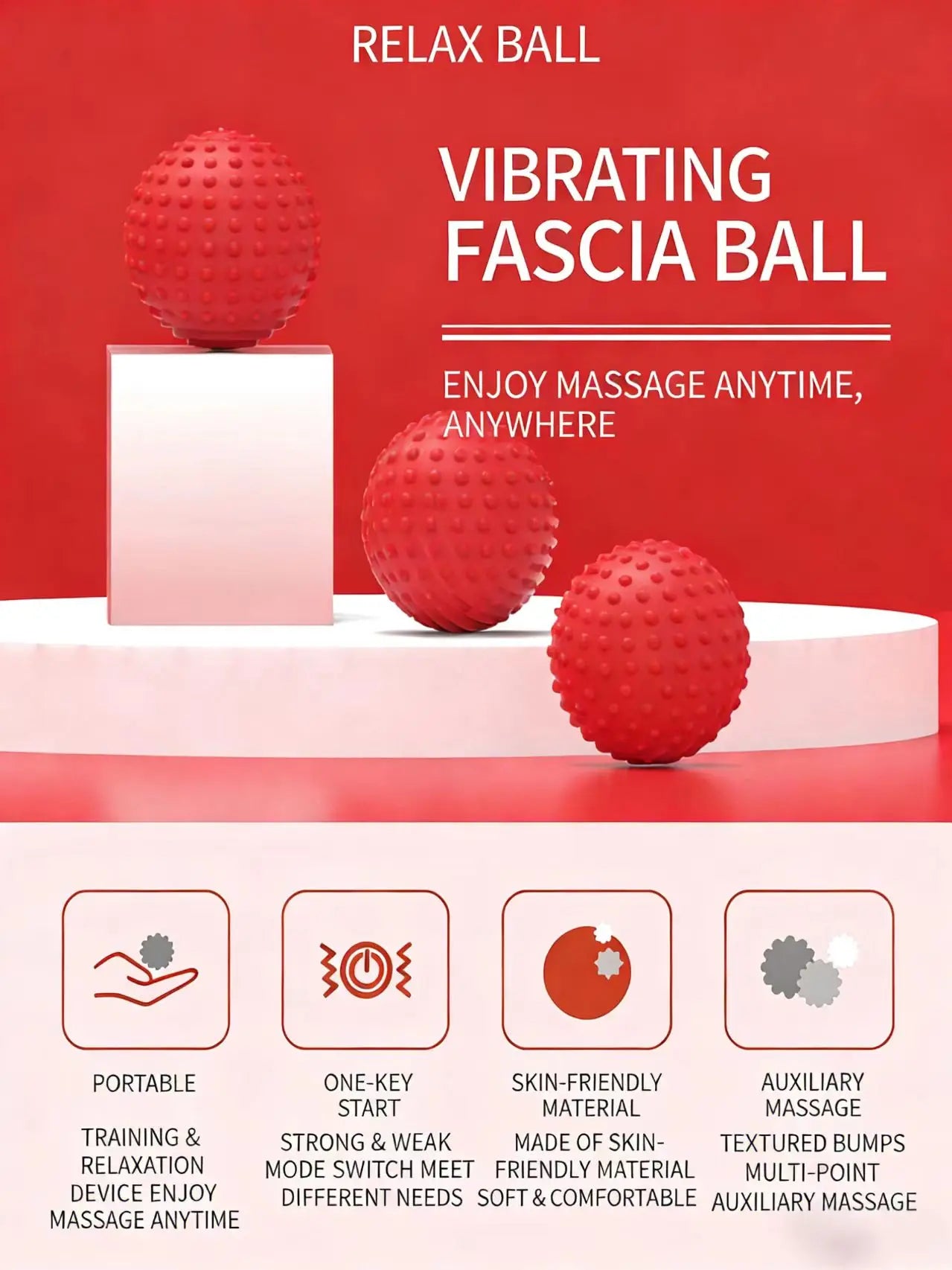 In Stock Dry Battery Version Fitness Yoga Pilates Vibrating Massage Ball