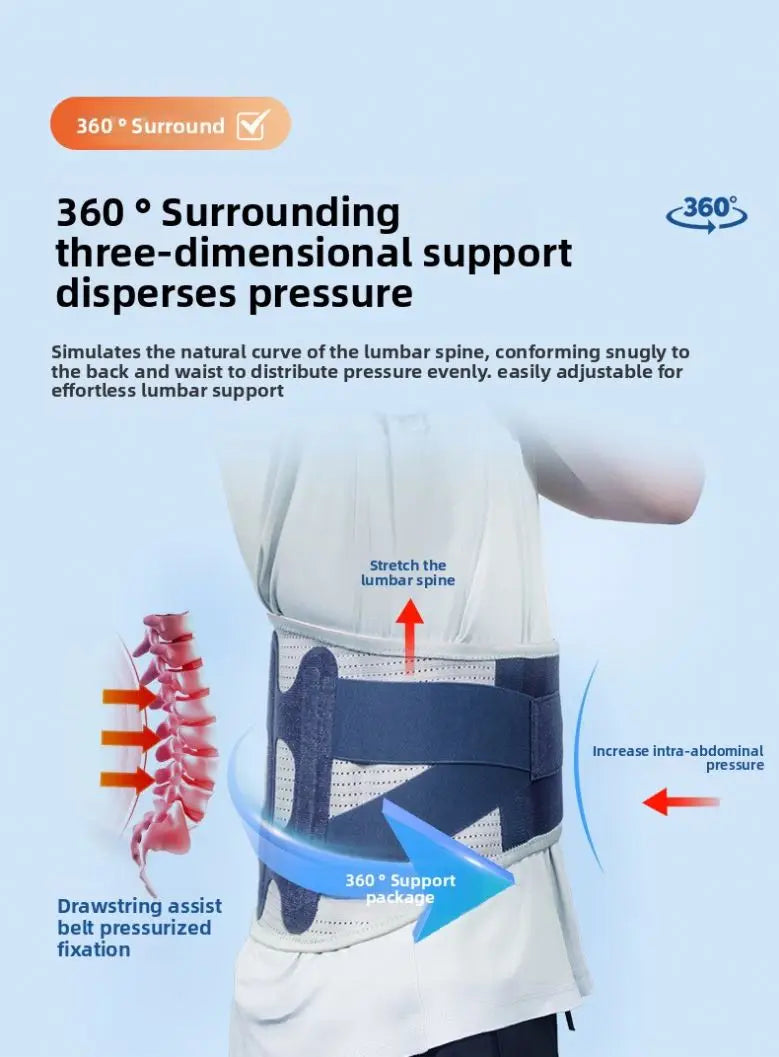 Professional Adjustable Soft Polyester Metal Brace Breathable Curved Back Support for Running Injuries Herniated Protection