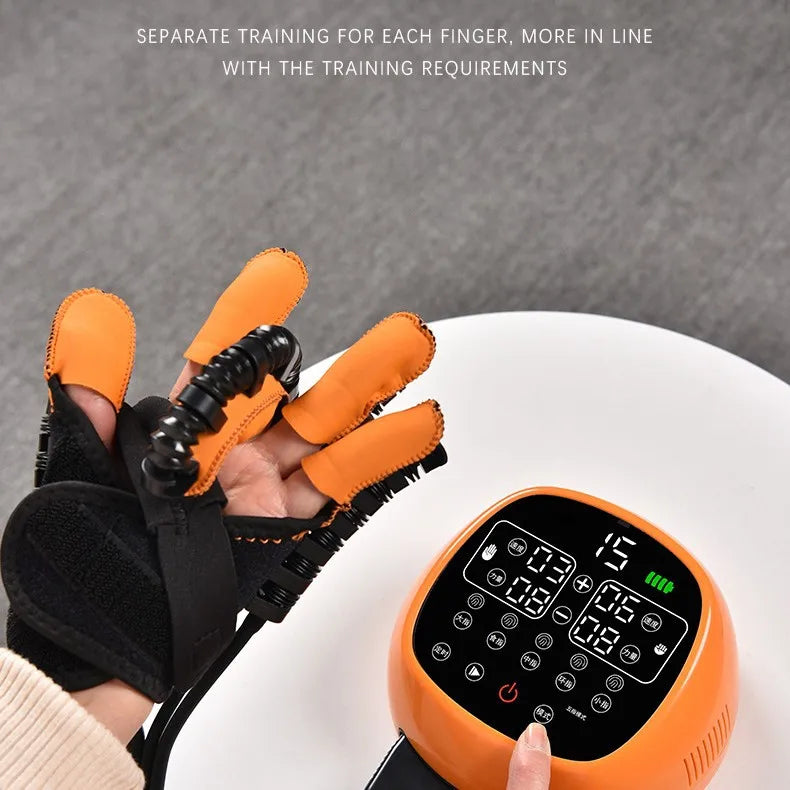 LCD Screen Robotic Hand Therapy Glove 5 Modes 15 Strength Levels Wireless Mirror Training