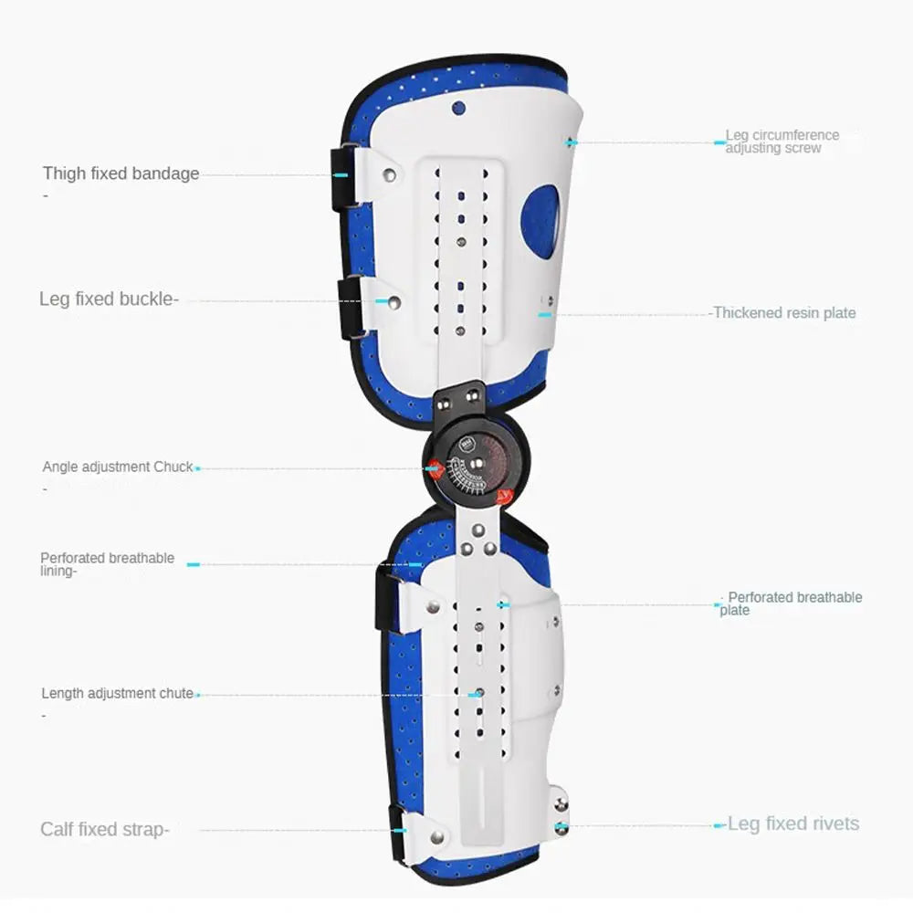 Durable Aluminum Unisex Knee Ankle Foot Orthosis Brace Adjustable Joint Stabilizer Lace-up Closure for Thigh Knee Leg Support