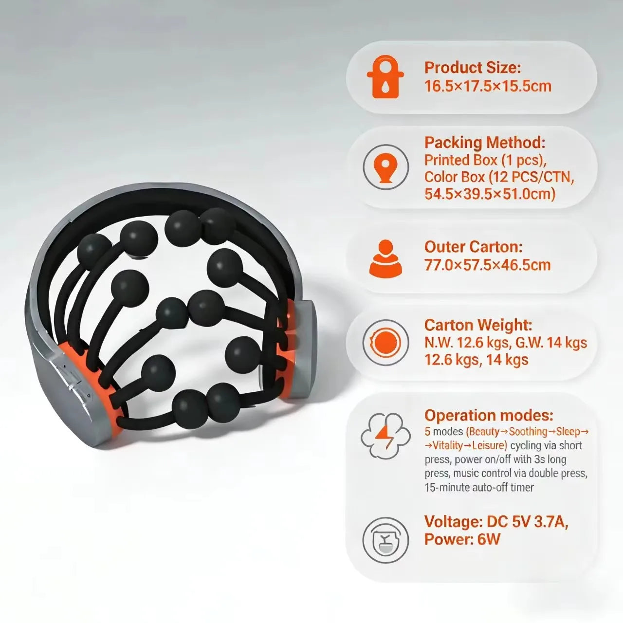 Head Massager 1000mAh Battery 4 Massage Modes  Stress Relief and Sleep Aid