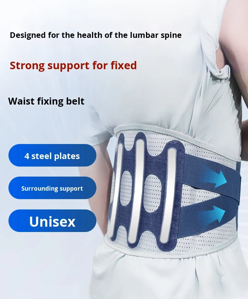 Professional Adjustable Soft Polyester Metal Brace Breathable Curved Back Support for Running Injuries Herniated Protection