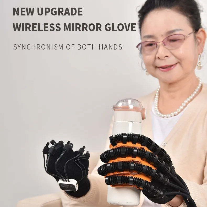 LCD Screen Robotic Hand Therapy Glove 5 Modes 15 Strength Levels Wireless Mirror Training