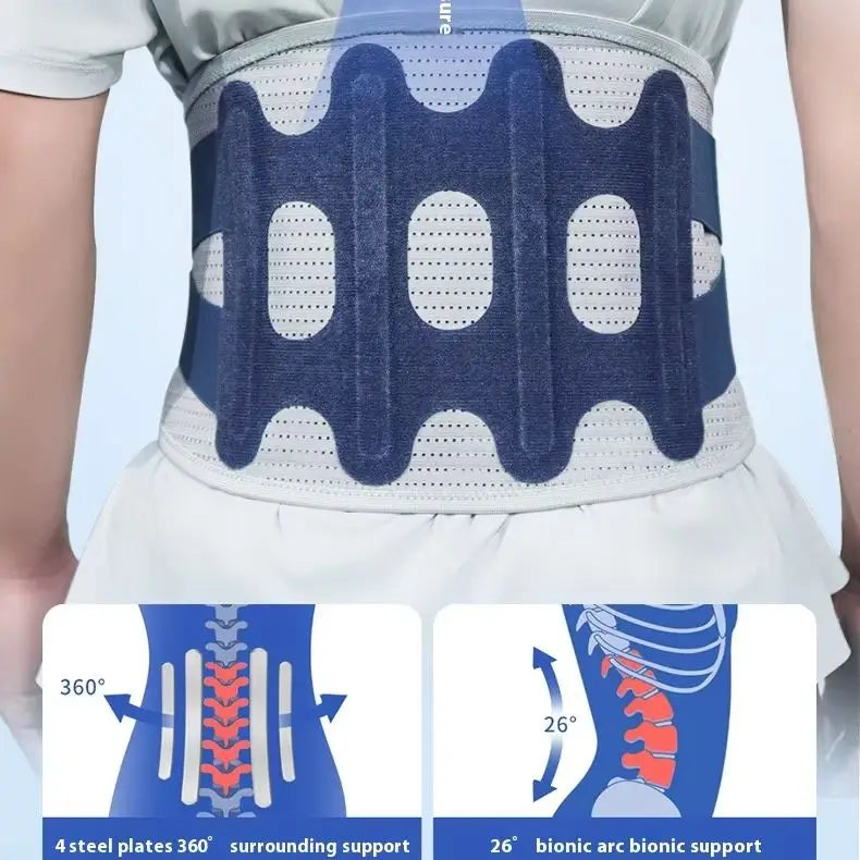 Professional Soft Polyester Metal Breathable Curved Back Support Brace Adjustable Lumbar Support for Running Injuries Herniated