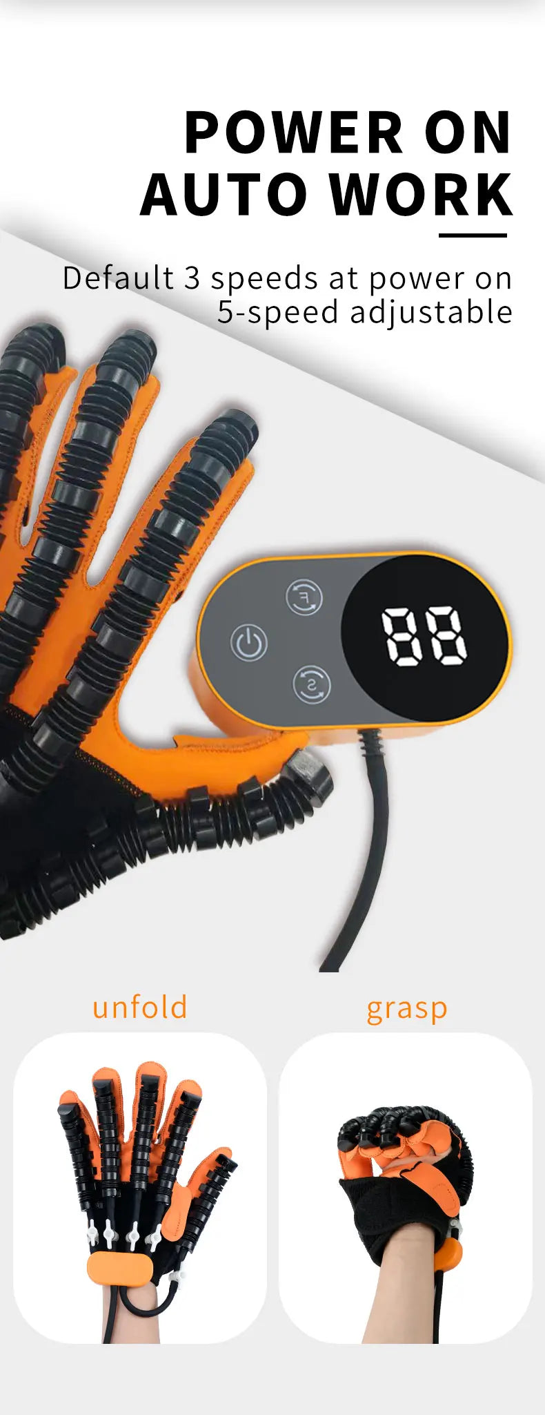 Manual-Wired Handheld Massager Glove with USB Power for Multi-Functional Finger Training in Stroke Rehabilitation